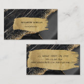 黒エレガント大理石ブラシストローク 名刺 (正面/裏面)