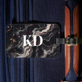 黒エレガント大理石モダン&トラベスタイリッシュル ラゲッジタグ