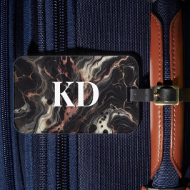 黒エレガント大理石モダン&トラベスタイリッシュル ラゲッジタグ