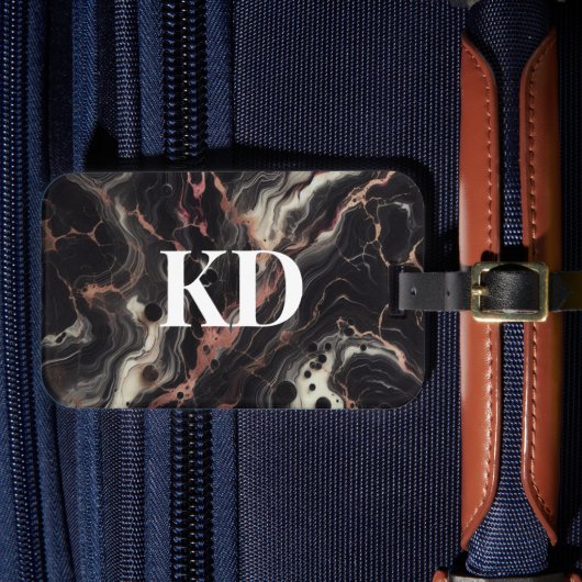 黒エレガント大理石モダン&トラベスタイリッシュル ラゲッジタグ (正面インサイチュ4)