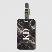 黒エレガント大理石モダン&トラベスタイリッシュル ラゲッジタグ (正面縦)