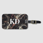 黒エレガント大理石モダン&トラベスタイリッシュル ラゲッジタグ (正面横)