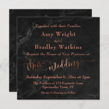 黒エレガント大理石付き銅スクリプト | 結婚s