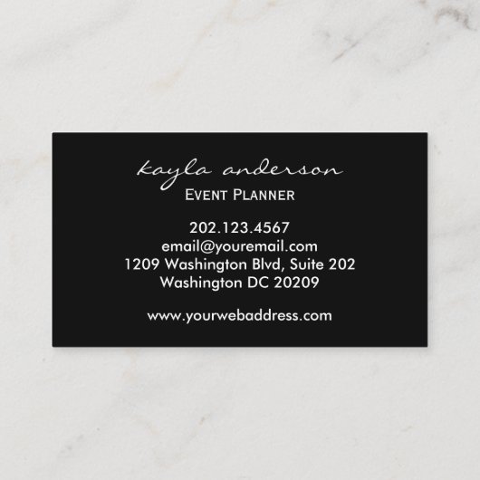 黒エレガント大理石抽象芸術プロフェッショナル 名刺 (裏面)
