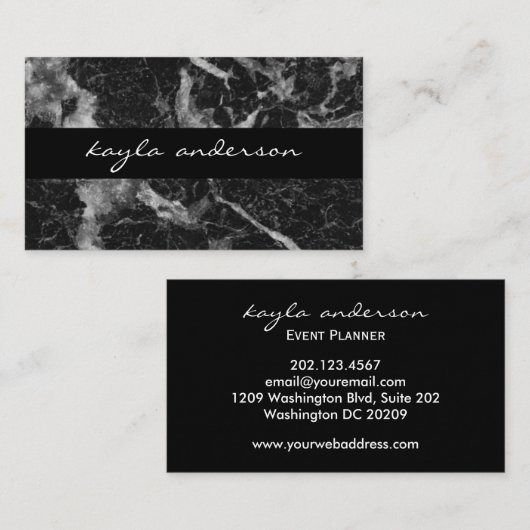 黒エレガント大理石抽象芸術プロフェッショナル 名刺 (正面/裏面)
