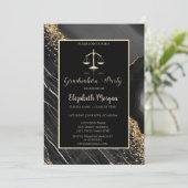 黒エレガント大理石法科卒業パーティー 招待状 (スタンド正面)