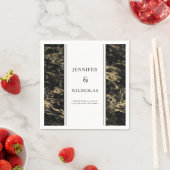 黒エレガント大理石結婚の スタンダードカクテルナプキン (インサイチュ)