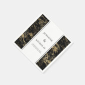 黒エレガント大理石結婚の スタンダードカクテルナプキン (角)