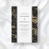 黒エレガント大理石結婚の 招待状