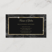黒エレガント大理石金ゴールドフレームヘアサロン 名刺 (裏面)