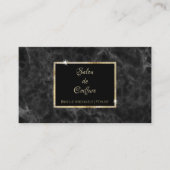 黒エレガント大理石金ゴールドフレームヘアサロン 名刺 (正面)