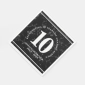 黒エレガント大理石10年勤続記念日 スタンダードランチョンナプキン (角)