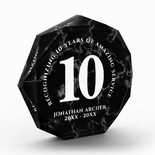 黒エレガント大理石10年勤続記念日 フォトブロック (左)