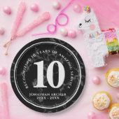 黒エレガント大理石10年勤続記念日 ペーパープレート (パーティー)