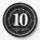 黒エレガント大理石10年勤続記念日 ペーパープレート (正面)