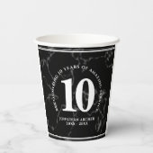 黒エレガント大理石10年勤続記念日 紙コップ (裏面)