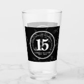 黒エレガント大理石15周年記念日 タンブラーグラス (正面)