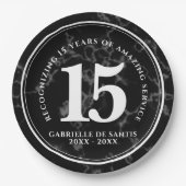 黒エレガント大理石15周年記念日 ペーパープレート (正面)