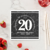 黒エレガント大理石20年勤続記念日 スタンダードランチョンナプキン (インサイチュ)