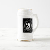 黒エレガント大理石20年勤続記念日 ビールジョッキ (正面右)