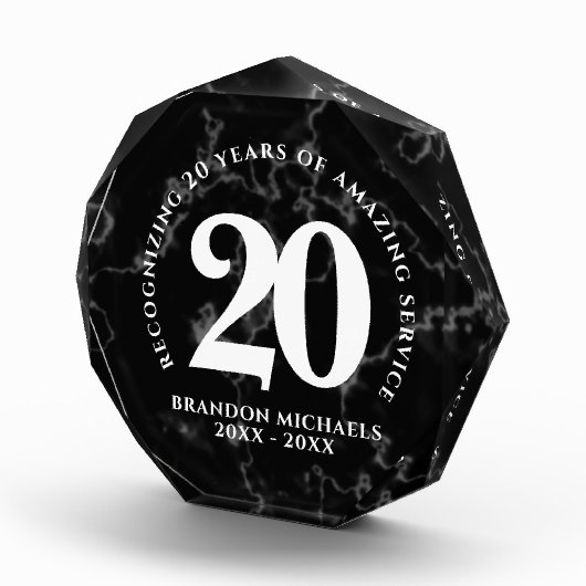 黒エレガント大理石20年勤続記念日 フォトブロック (右)