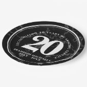 黒エレガント大理石20年勤続記念日 ペーパープレート (アングル)