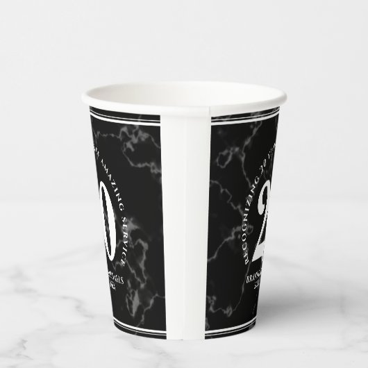 黒エレガント大理石20年勤続記念日 紙コップ (右)