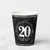 黒エレガント大理石20年勤続記念日 紙コップ (正面)