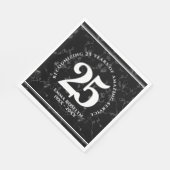 黒エレガント大理石25年勤続記念日 スタンダードランチョンナプキン (角)