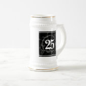 黒エレガント大理石25年勤続記念日 ビールジョッキ (正面右)