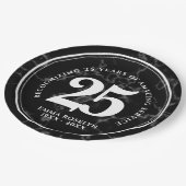 黒エレガント大理石25年勤続記念日 ペーパープレート (アングル)
