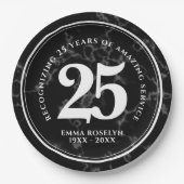 黒エレガント大理石25年勤続記念日 ペーパープレート (正面)
