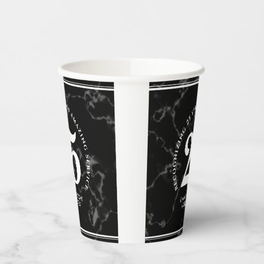 黒エレガント大理石25年勤続記念日 紙コップ (左)
