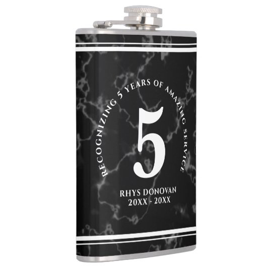 黒エレガント大理石5年勤続記念日 フラスク (右)