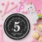 黒エレガント大理石5年勤続記念日 ペーパープレート (パーティー)