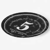 黒エレガント大理石5年勤続記念日 ペーパープレート (アングル)