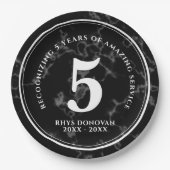 黒エレガント大理石5年勤続記念日 ペーパープレート (正面)