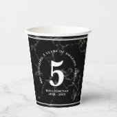 黒エレガント大理石5年勤続記念日 紙コップ (正面)