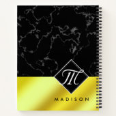 黒エレガント大理石&金ゴールド/真鍮フォイルモノグラム ノートブック (裏面)