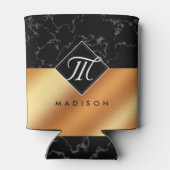黒エレガント大理石&銅箔モノグラム 缶クーラー (裏面)
