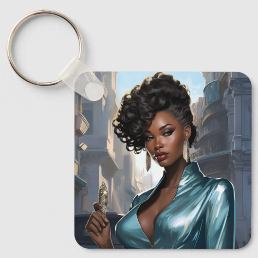 黒エレガント女 キーホルダー (正面)