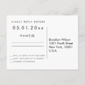 黒エレガント婚式RSVPはがき インビテーションポストカード (裏面)