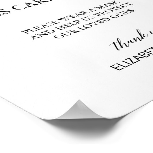 黒エレガント字お願いマスクの衣服 ポスター (角)