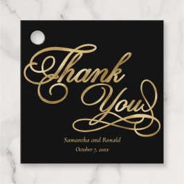 黒エレガント字と金ゴールド書フェイクきありがとう フェイバータグ