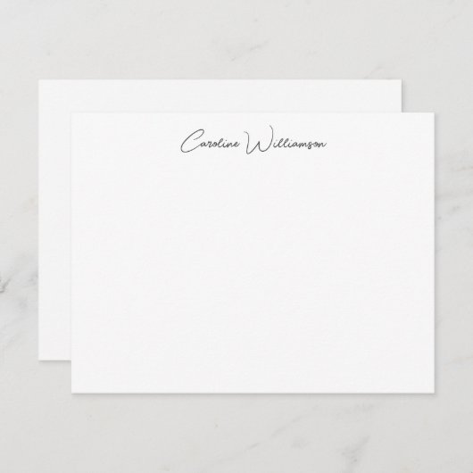 黒エレガント字のパーソナライズされたひな形 ノートカード (正面/裏面)