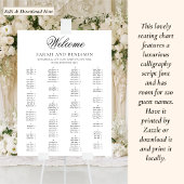 黒エレガント字のミニマル結婚座席表 ポスター