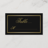 黒エレガント字の金ゴールドの書結婚跡 プレイスカード (正面)