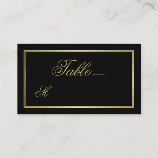 黒エレガント字の金ゴールドの書結婚跡 プレイスカード (正面)