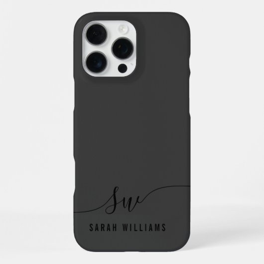 黒エレガント字イニシャルモノグラム iPhoneケース (裏面)