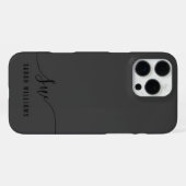黒エレガント字イニシャルモノグラム iPhoneケース (裏面横)